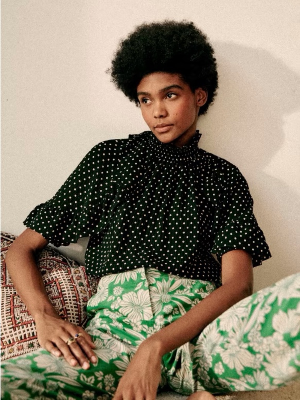 Sézane Cassandre Black Polka Dot Blouse Top